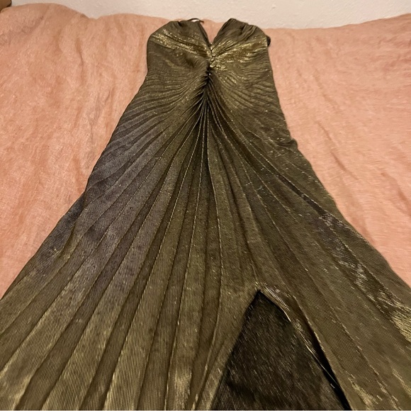 Stunning Vintage New Leaf by Samir Gold Accordion Pleated 70s Dress - Picture 5 of 13